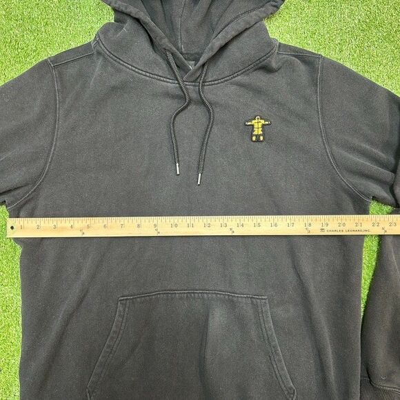 The North Face Fleece Hoodie Sweatshirt Mens Medium Black Yellow Puffer Logo - Picture 5 of 6